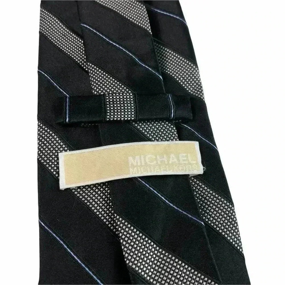 MICHAEL Michael Kors Black Striped All Silk Tie (3.5”W x 60”L) - Picture 4 of 5